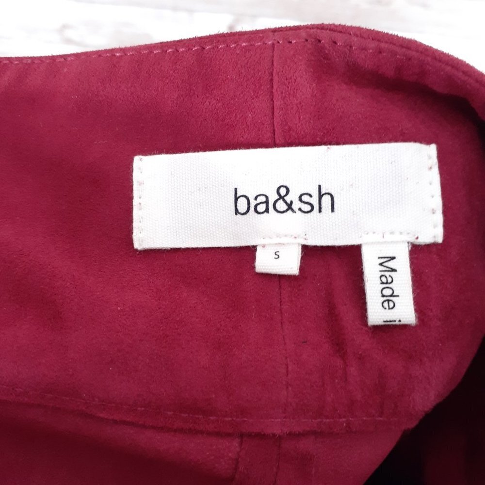 ba&sh Susette Suede Skirt Small Raspberry Leather Ruffle 16A - Picture 6 of 8